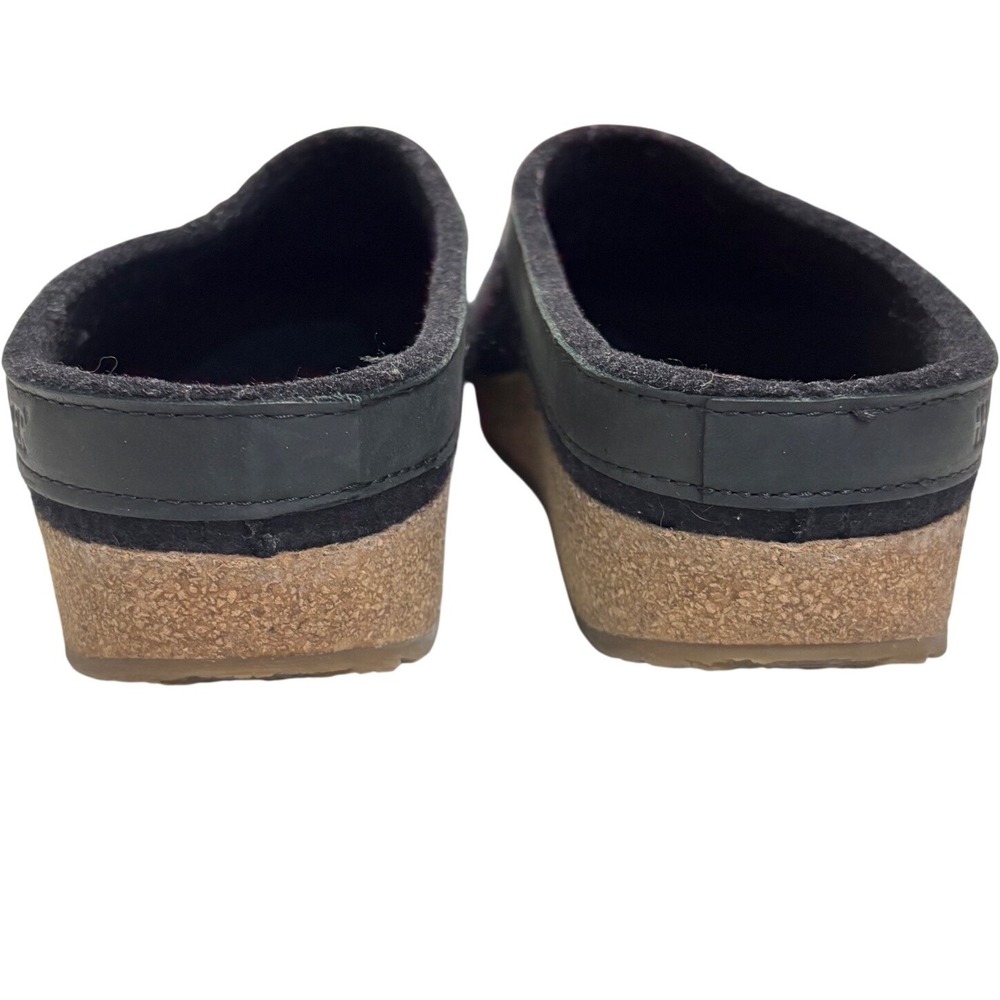 Haflinger Clogs Womens 38 Black Wool Cork Mules Slip On Shoes - Picture 4 of 9
